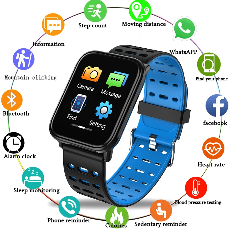 

LIGE New Smart Sport Bracelet HD Full Screen Touch IP67 Waterproof Wristband Blood Pressure Heart Rate Monitor Fitness Tracker