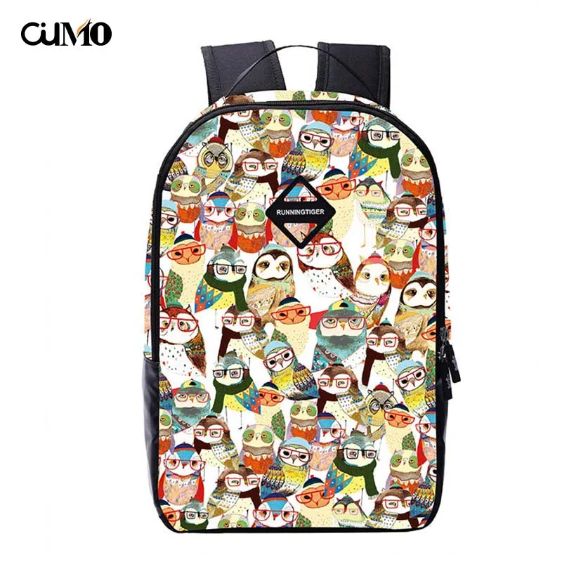 

Ou Mo brand owl Print Mini Bag laptop anti theft backpack feminina backpack Women Bag man teenagers Boys/Girls Schoolbag