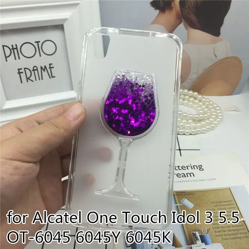 

Glitter Quicksand Phone Case Cover for Alcatel One Touch Idol 3 5.5 OT-6045 6045Y 6045K Soft Cases Dynamic Liquid Back Covers