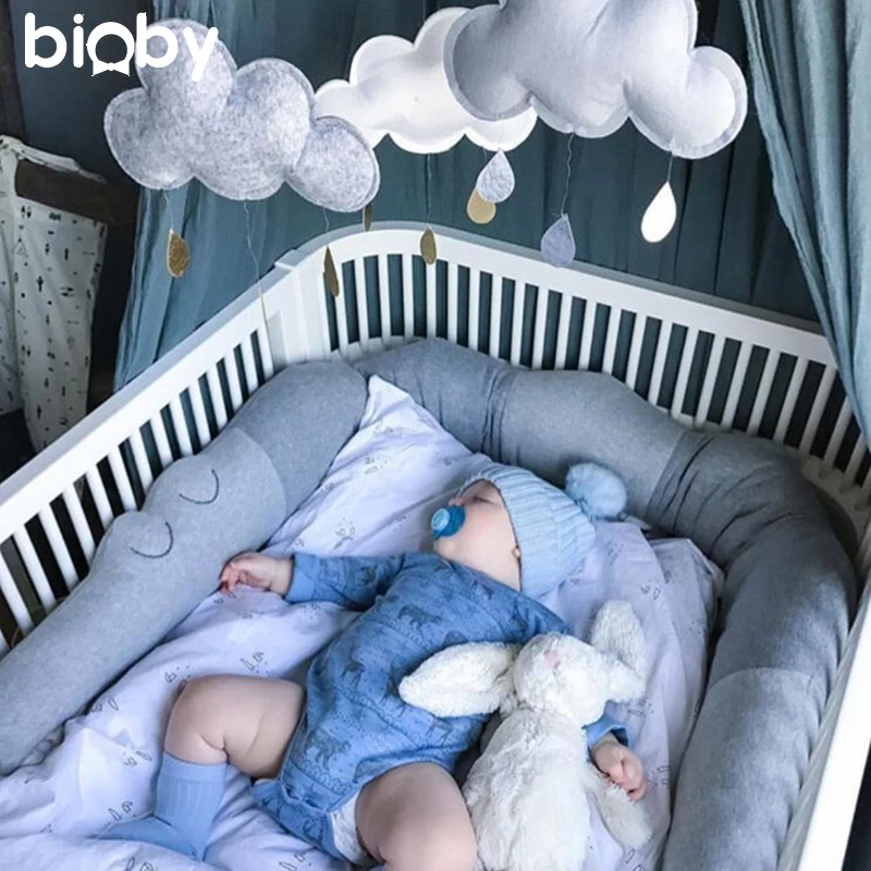 

185cm Cotton Baby Crib Bed Sets Folding Bumpers Crocodile Doll Pillow Cushion Kids Nursery Bedding Cot Room Sofa Decor