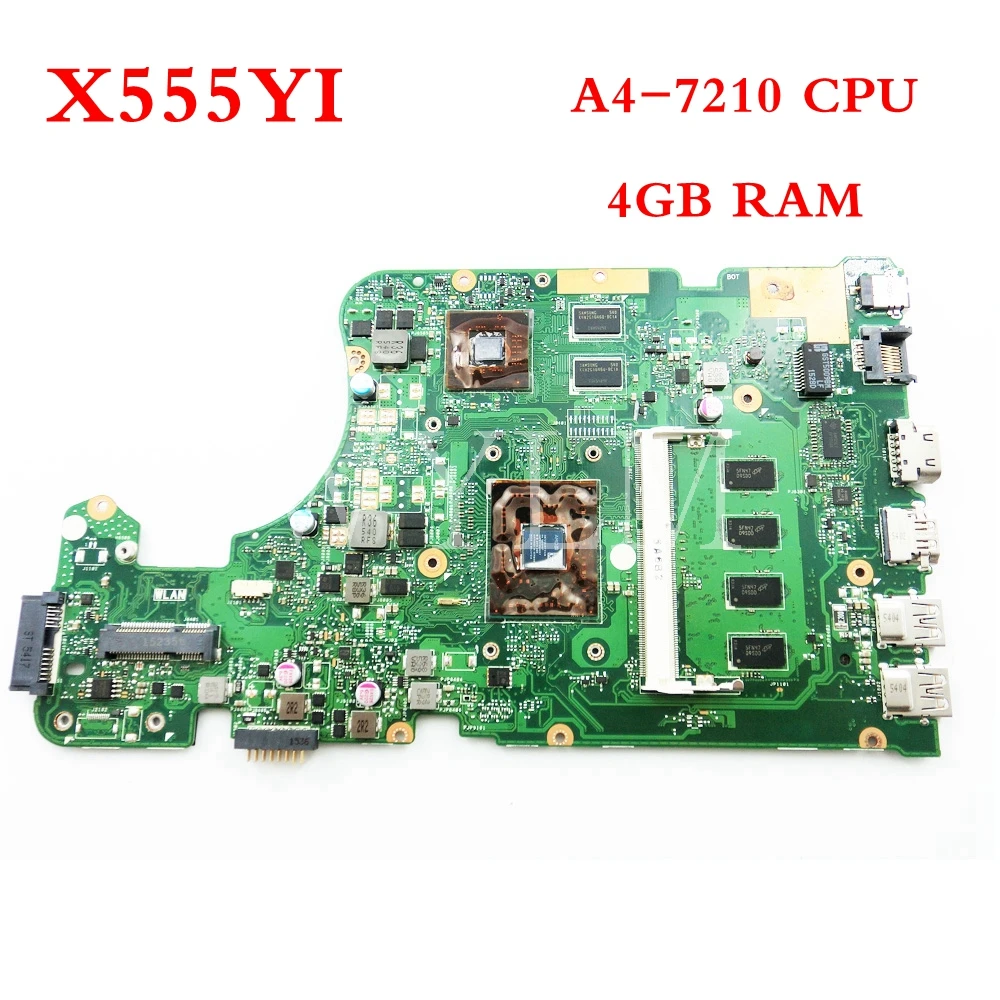 X555YI A4-7210CPU 4 GB RAM اللوحة REV2.0 ل ASUS X555D A555D X555DG X555YI اللوحة المحمول اختبارها العمل 90NB09C0-R00020