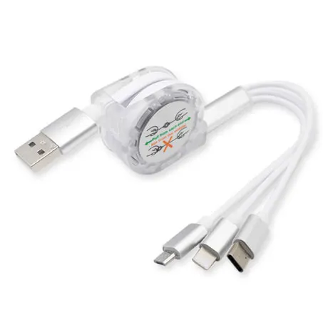 

multi function 3 in 1 universal quick charger usb cable data lines type - c, three in one telescoping extension usb cable remax