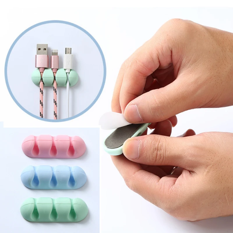 

Silicone Self Stick Headset Wire Organizer Desk Cord Winder 2PCS/Lot Collector Headphone Table Cable Holder Wrap Rack