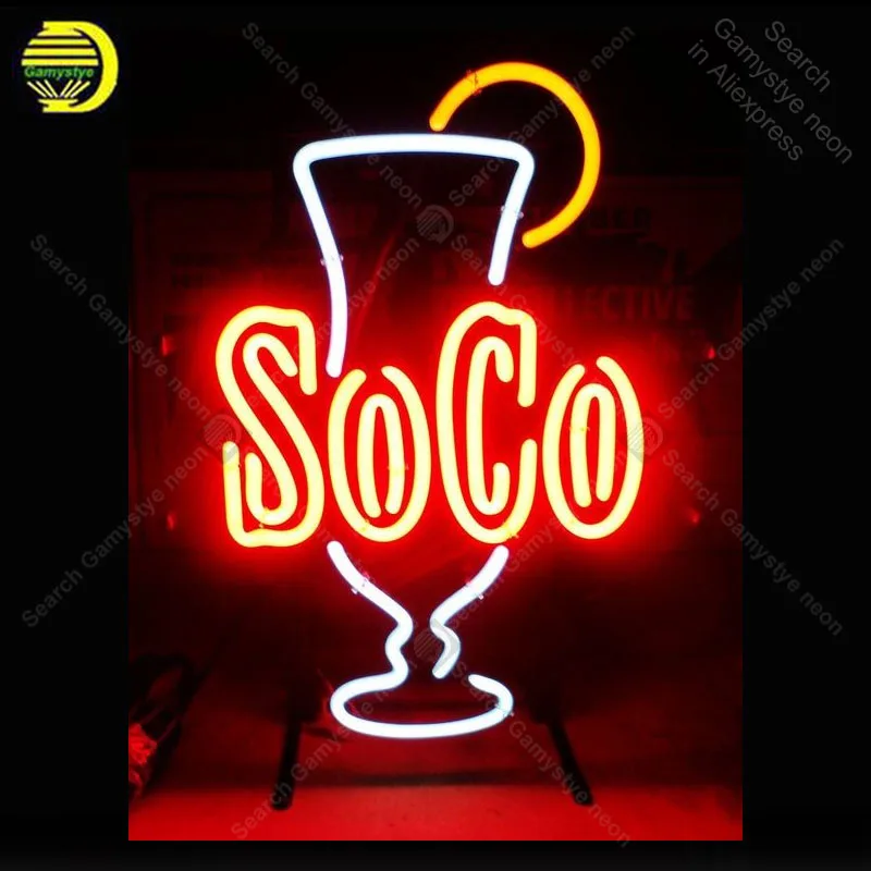 Neon sign For Soco Cocktail neon Bulb display Iconic Beer bar Pub Handcraft Lamp advertise Letrero enseigne lumine | Освещение