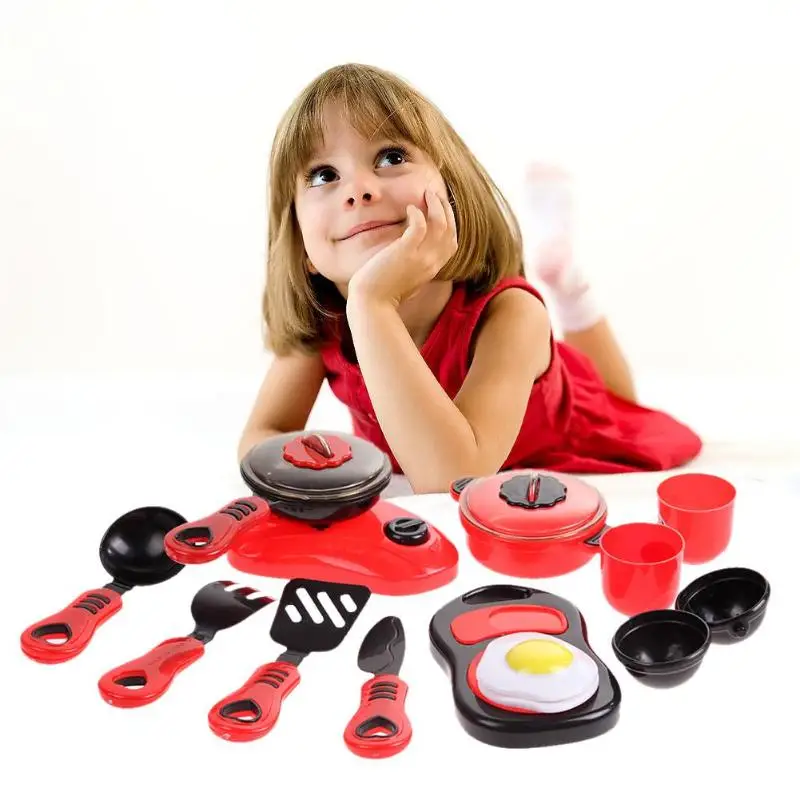 Дети пластиковая кухонная утварь игрушка, обучающая готовке играть Кухня Игрушки для девочек Детский комплект сковороды игрушечная посуда набор посуды игрушка в подарок