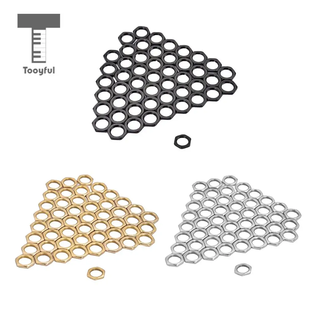 Tooyful 50 Pack Guitar Bass Jack Socket Nut Thin Nut for Guitar Parts Accessories 8mm Diameter