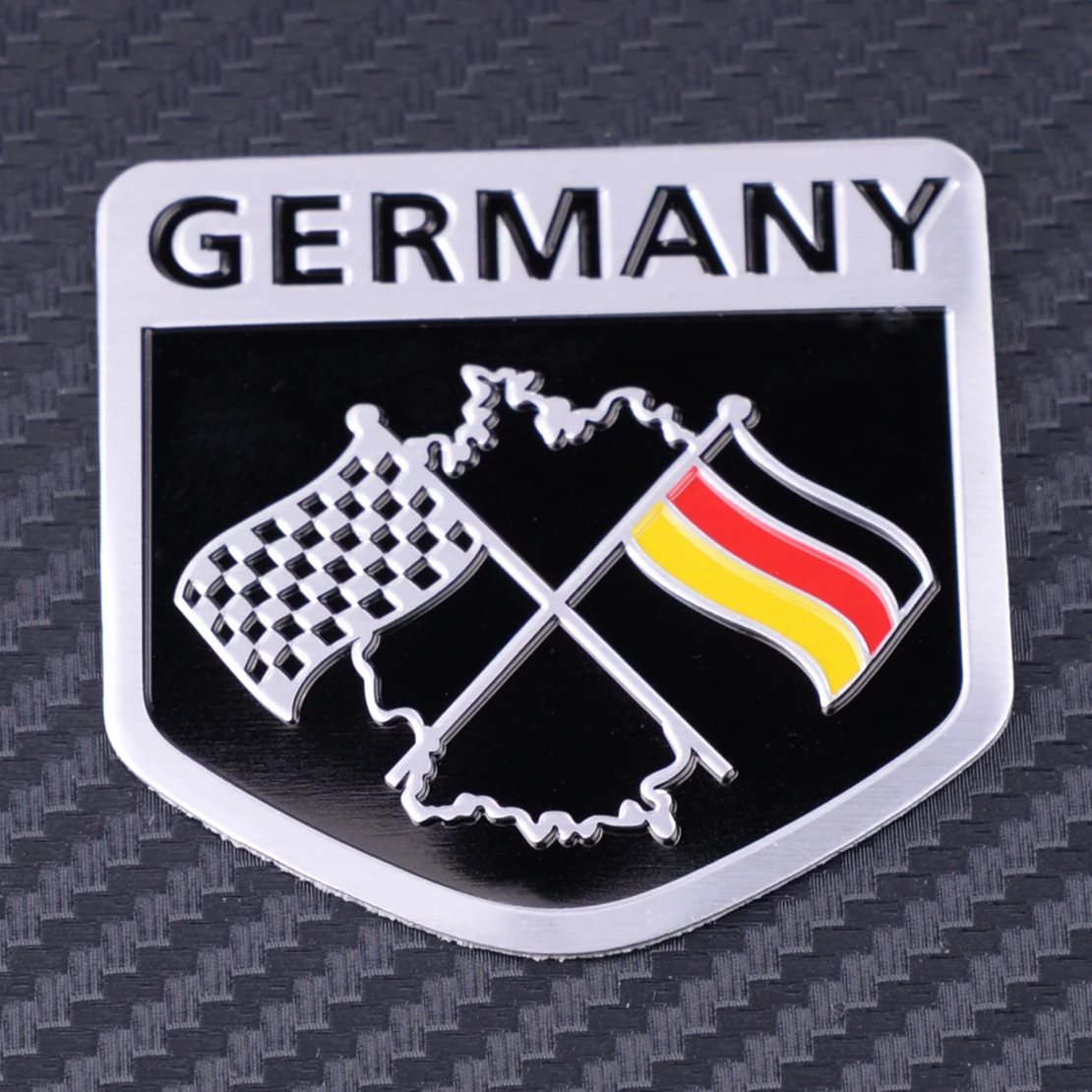 CITALL Aluminum German Car Racing Flag Emblem Grille Badge Sticker Fit