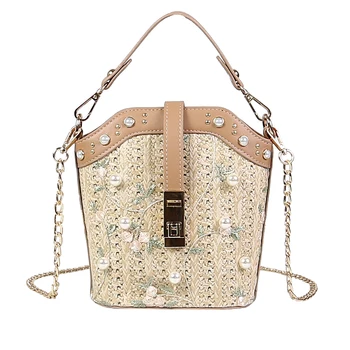 

Yuhua 2020 new fashion woman handbags, trend korean version messenger bag, simple women bucket bag, casual straw shoulder bags.