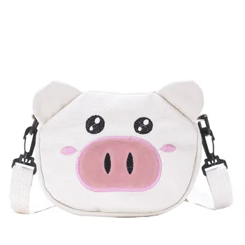 

Canvas cartoon pig prints women's coin purse organizer wallet small phone pouch money bag carteira bolsa feminina for girls boys