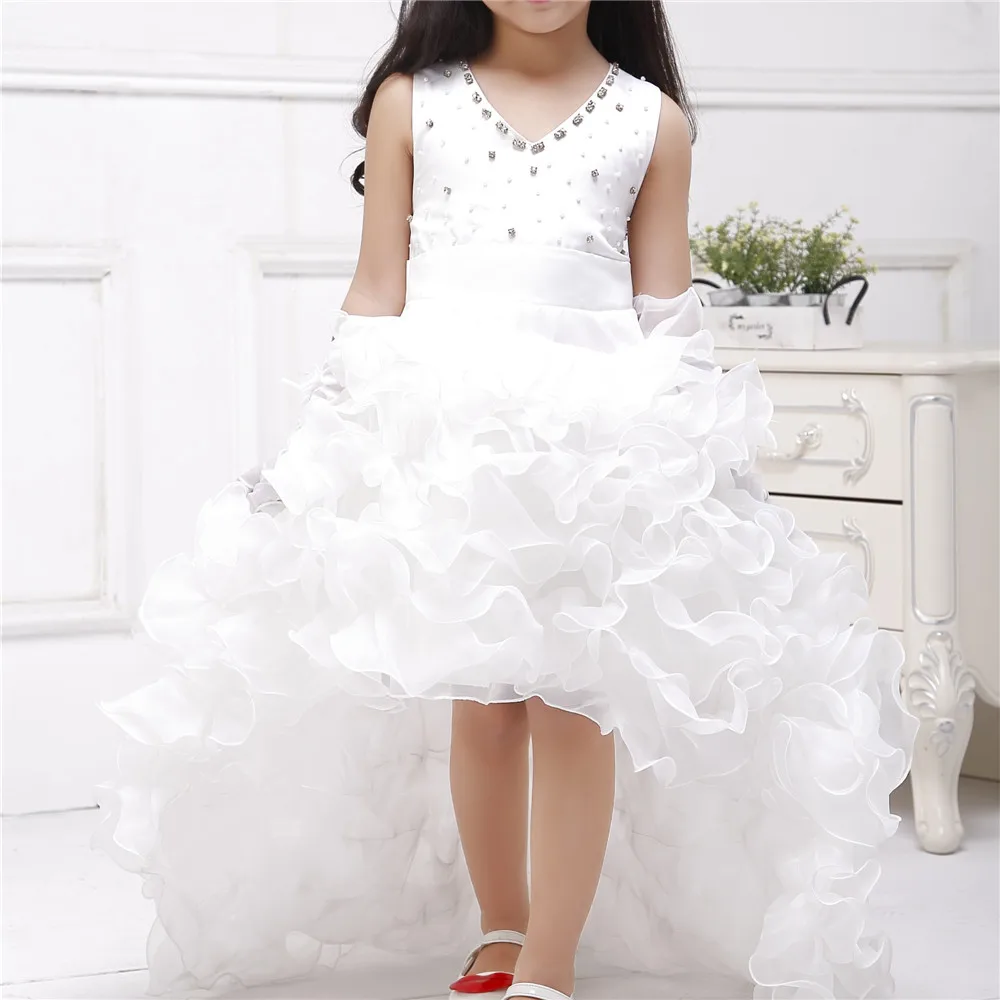 Azel 2018 Brand Train Formal Girl Dresses Children White Princess