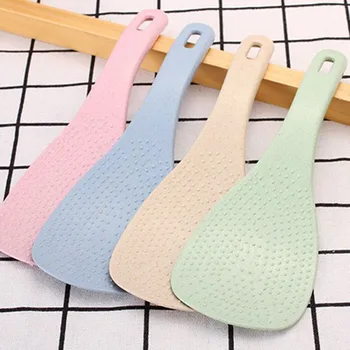 

1pcs Simple Kitchen Ladle Non Stick Rice Paddle Meal Spoon Wheat Straw Household Plastic Non-Stick Rice Spoon