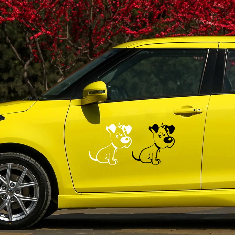 Creative Car sticker Cute Dog Animal Vinyl Car Accessories Car Reflective Decor Stickers BlackWhite Car Styling 15.9cm15.9cm  (4)