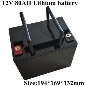 

Waterproof Li Ion 18650 Battery 12v 80ah Lithium BateriaBMS for Solar Inverter EV Computer Lamp Electric Appliance +10A Charger