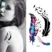 Rocooart RC2239 Body Art Water передачи поддельные татуировки Стикеры Временные татуировки Стикеры синий черный ветром продувается перья Taty тату - изображение