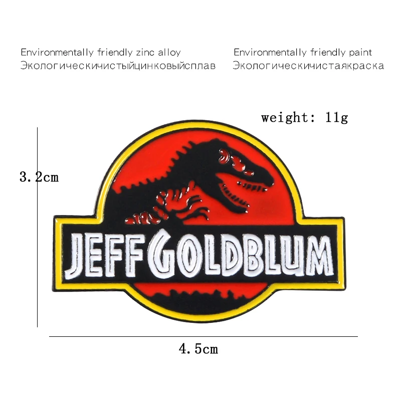Эмалированная булавка динозавр мультфильм Джефф голдблюм красная брошь нагрудные булавки обувь сумка Темный панк значок ювелирные изделия для мужчин и женщин