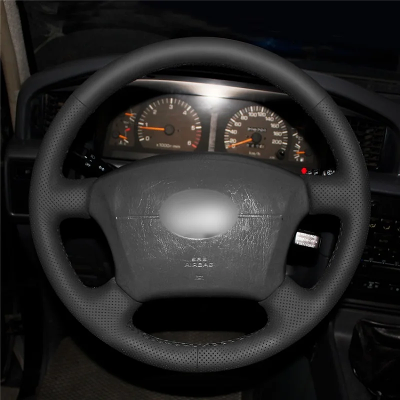 Black Artificial Leather braid on the Steering Wheel Cover for Toyota Land Cruiser Prado 120 2004-2009 Land (1)