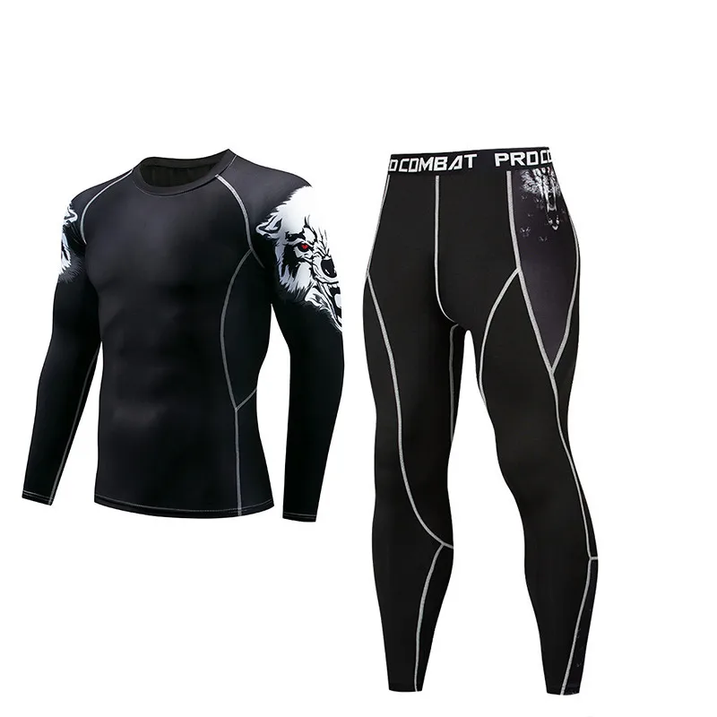 Мужская зимняя одежда для защиты от солнца, компрессионная одежда с 3D принтом, молодежная одежда MMA, термобелье, мужской костюм для фитнеса - Цвет: 2013