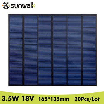 

SUNWALK 20pcs 3.5W 18V Polycrystalline Solar Panel Module PET Mini DIY Solar Panel Battery Cell for Solar System Size 165*135mm