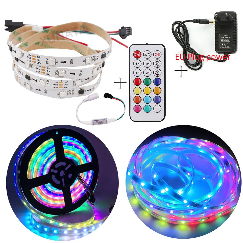 

WS2811 led strip 5m 1m 30/60 leds/m,DC12V 2811 led strip Addressable Led Tape Light DC12V 3A Power Adapter 21Key Pixel Control
