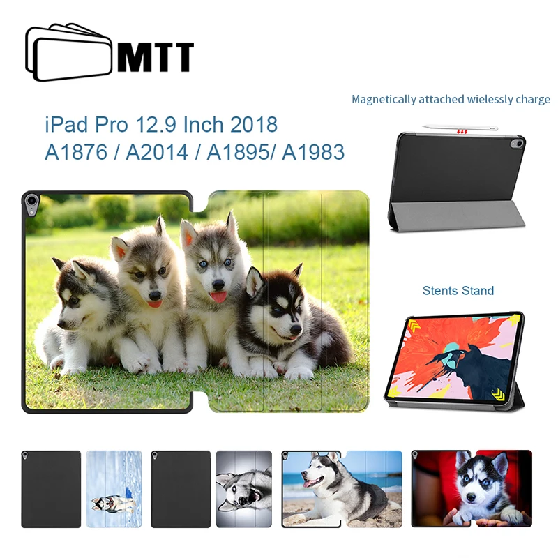 МТТ Сибирский хаски планшеты Чехол для iPad Pro 12,9 2018 Trifold Магнитный кожаный флип Smart Case iPad pro 12,9 дюймов случае