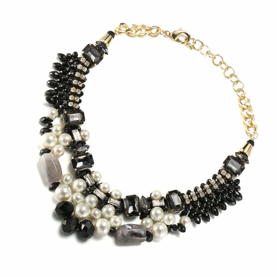 OSHUER ручной работы 3 цвета Мода Лето Стиль Чокеры ожерелье с хрустальными бусинами ювелирные изделия кулон