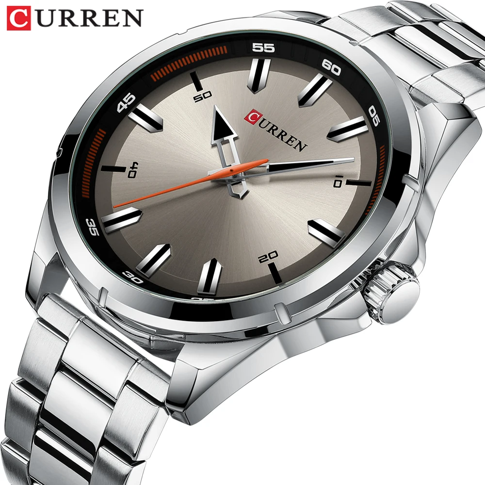 

Curren Men's watch 2019 Top Brand Luxury Business Quartz Men's Wristwatch Clock Stainless Steel Creative Silver Man watches 2019