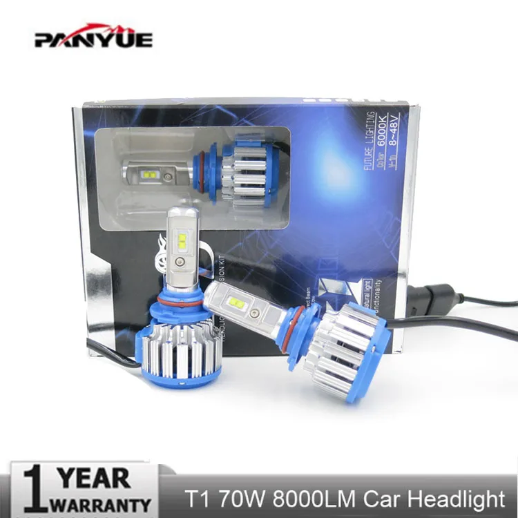 Автомобильные светодиодные фары T1 H4 H7 Led H1 H3 H11 880 H13 9005 9006 9007 9004 80 Вт 70 лм