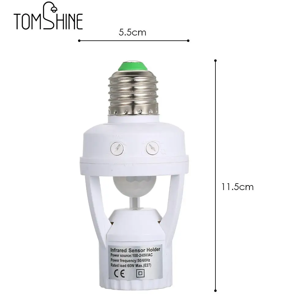 PIR индукционный инфракрасный датчик движения светодио дный E27 светодиодная лампа базовый держатель 100 В-240 В с выключателем света
