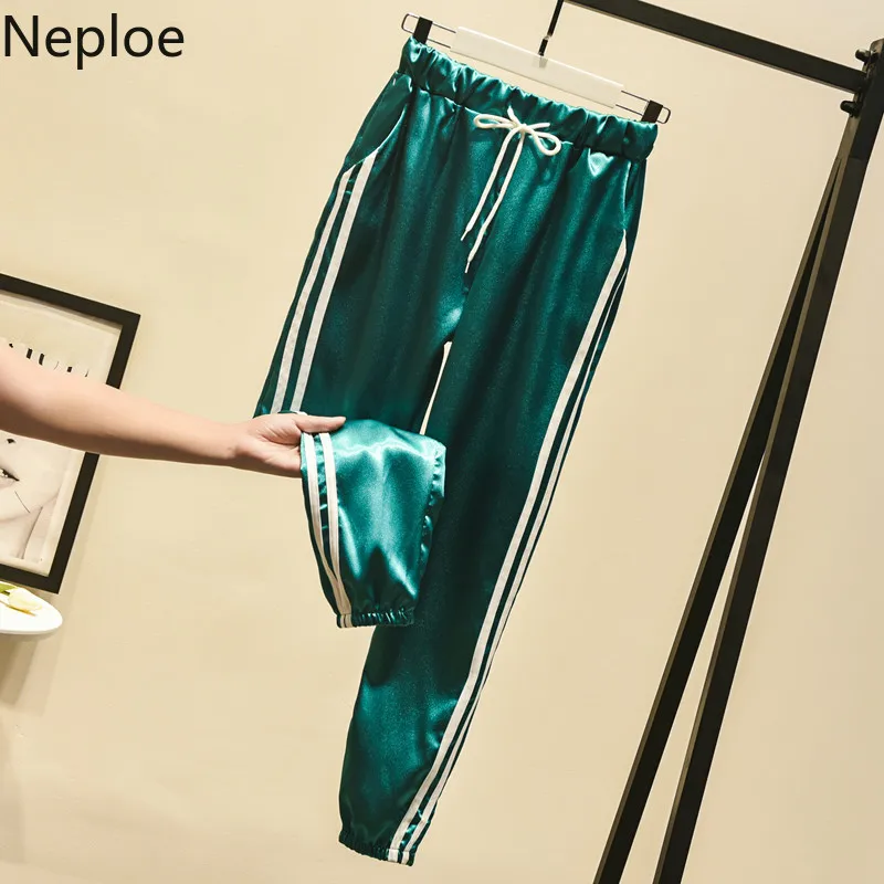

Neploe Summer Harem Pants Harajuku Side Striped Women Trousers High Waist Ankle-Length Pants 2019 Loose Jogger Satin Sweatpants