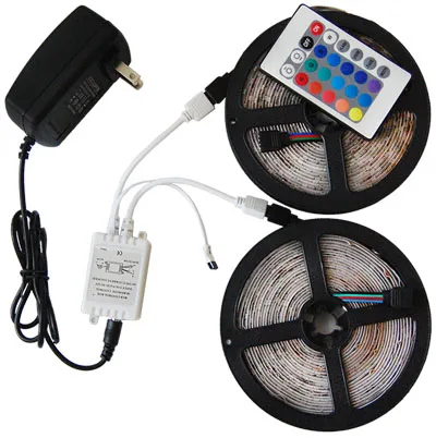 10m LED Strip 12V 60 ledsm LED RGB Light SMD 3528 Flexible LED Tape 5mroll Waterproof LED String+LED RGB Controller+EU Adapter (2)