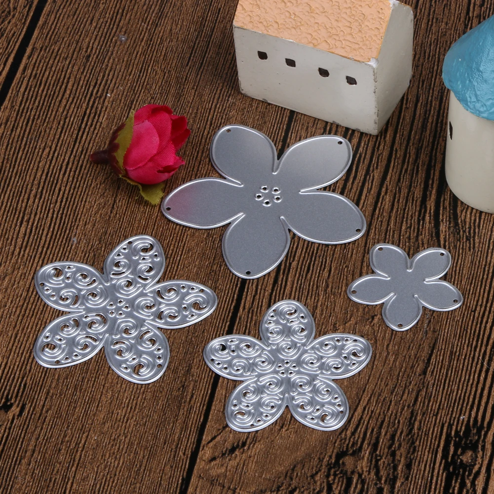 

4pcs Flowers Petal Stencil Metal Cutting Dies Stencils DIY Scrapbooking Photo Album Invitations Cards Envelopes Decoration