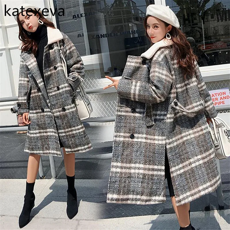 Katexeva 2018 осень и зима новые модные женские шерстяные пальто Корейская версия