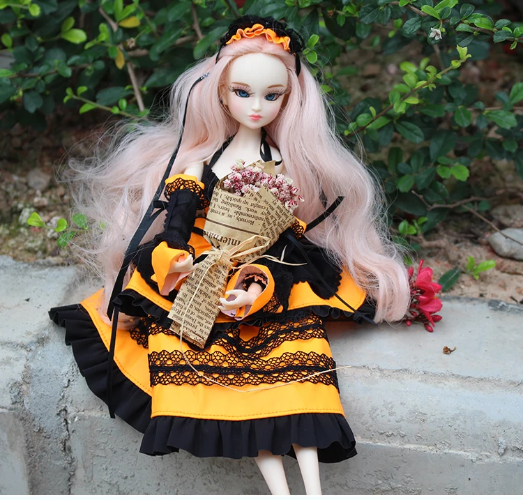 

ICY blyth doll funtune days xiaojing pink hair with dress shoes stand box souvenir gift toy 30cm 1/6