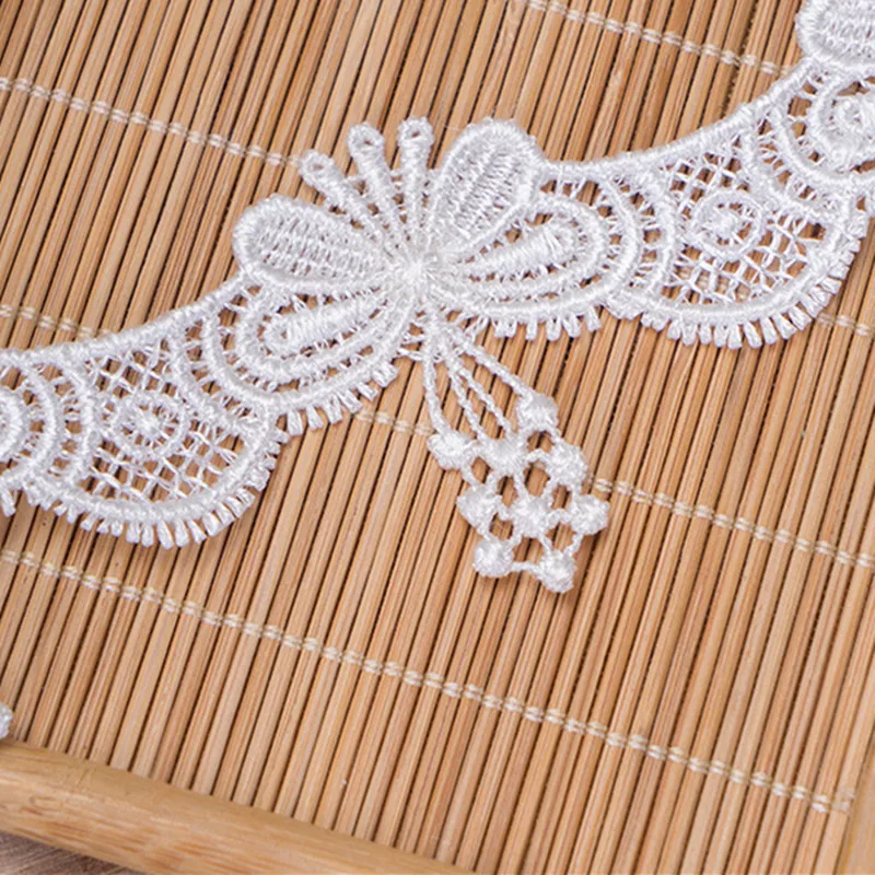 

3 yards per lot Light ivory embroidery 100% polyester butterfly lace trim and patch for DIY sewing material