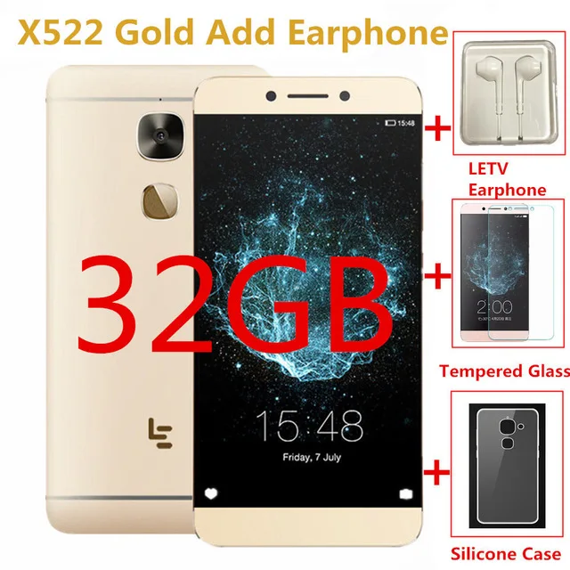 LeEco Letv S3 X522 Le2 X526 X520 3 ГБ ОЗУ 32 ГБ/64 ГБ Snapdragon 652 смартфон 5,5 дюймов Восьмиядерный 3000 мАч 4G мобильный телефон - Цвет: X522 Gold Add earpho