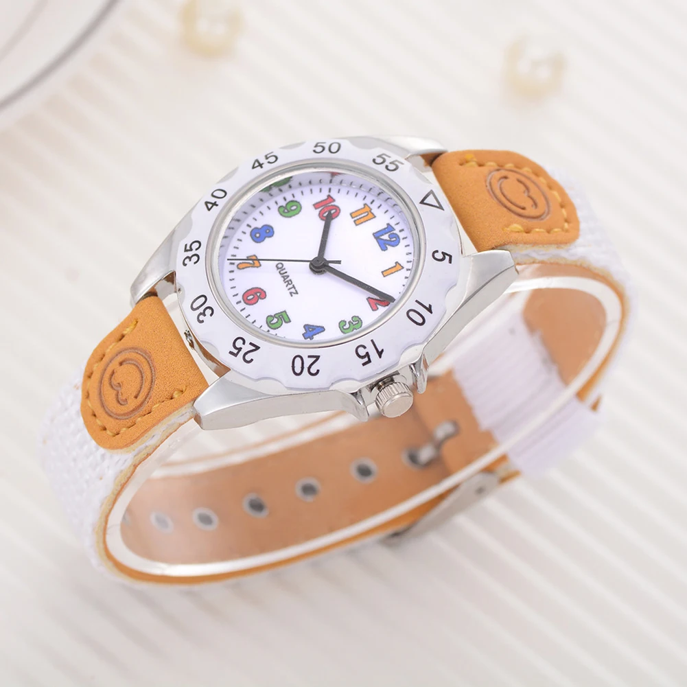 Модные детские часы с арабскими цифрами для мальчиков и девочек, нейлоновые наручные часы, аналоговые кварцевые часы для мальчиков и