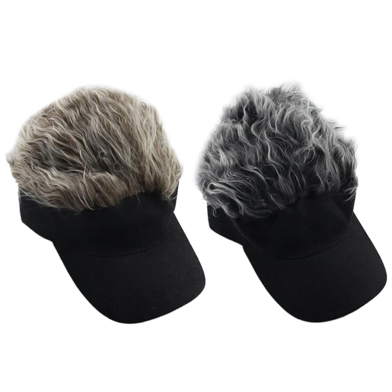 Для мужчин и женщин поддельные чутье волосы бейсболка солнцезащитный козырек Забавный Хэллоуин Рождество Вечеринка парик Регулируемый головной убор новинка подарок