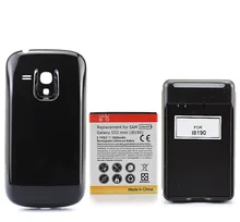 3500mAh Extended Backup Phoe Battery For Samsung Galaxy S3 Mini i8190 with Back Cover and Wall charger Free Shipping wholesale