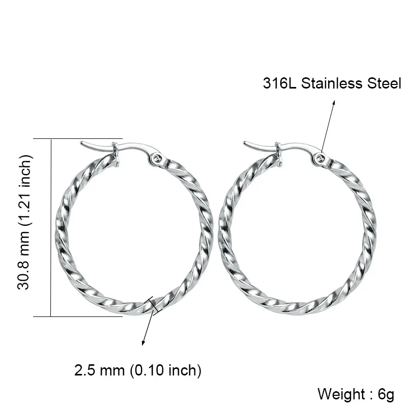 Круглые серьги из нержавеющей стали 316L для женщин, серебряный/золотой цвет, очаровательные обручи, серьги, модные украшения, ручной работы, свадебный подарок - Окраска металла: 1372 Silver