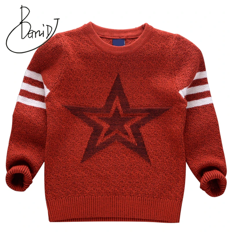 

BEMIDJ children clothing 2018 new Boys pullover Solid Pattern Full Casual Autumn Knitted Sweaters Hot Students Cotton Clothes