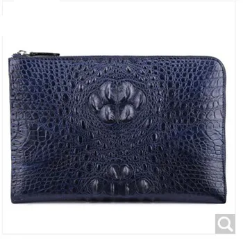 

fasiqi crocodile high-grade The men's leather clutch envelope wrapped in the bag of the IPAD bag is a bag of blue