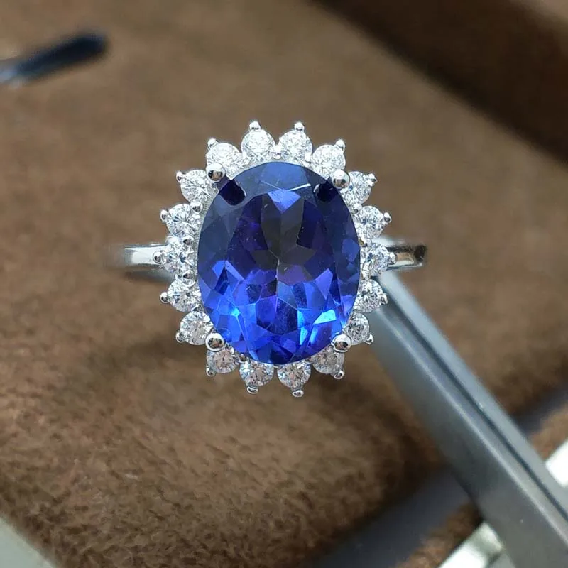 FLZB, высокое качество Сапфир Цвет Топаз драгоценный камень 5,5 ct OV 8*10 мм 925 пробы серебряные ювелирные изделия обручальное кольцо