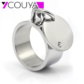 

COUYA Crystal Silver Color 316L Stainless Steel Unique Gift Party Punk Rock Couples Rings Bijouterie Woman And Man Jewelry