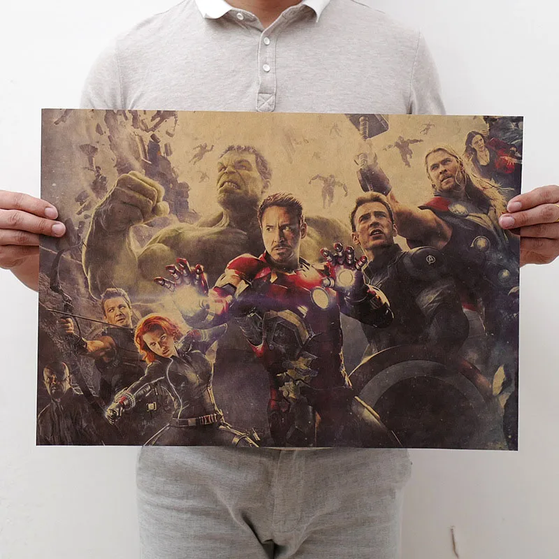 OLOEY 1 шт. 51,5x36 СМ серия Marvel постер Мстители Бесконечность войны Ретро плакат наклейки на стену для гостиной украшения дома