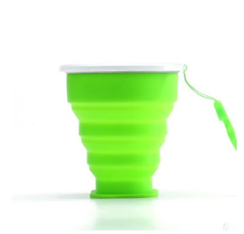 200 mlиз нержавеющей стали модные силиконовые для путешествий Выдвижная складная чашка с шнурком наружные Телескопические Складные стаканы - Цвет: Green