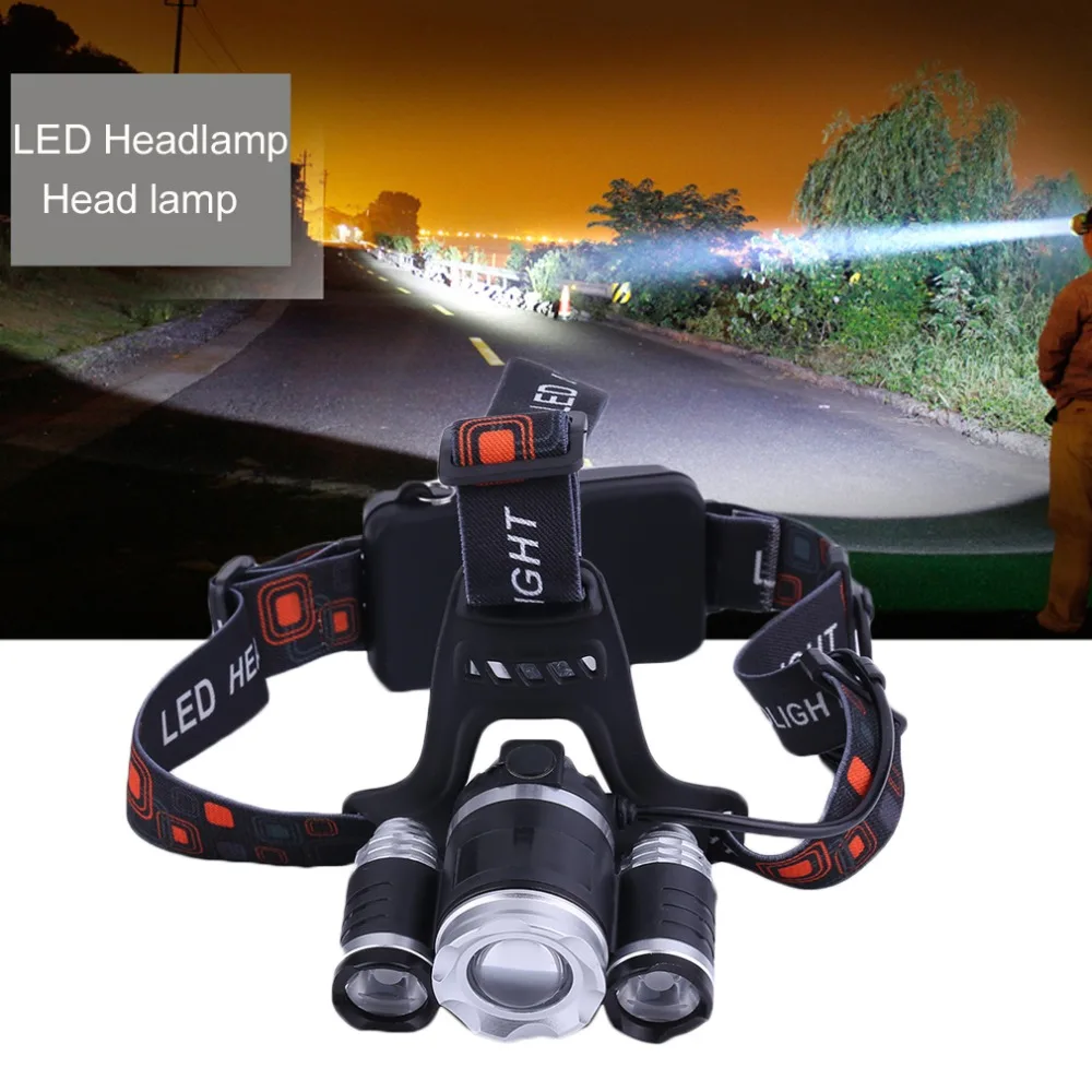 

RJ-3000 800Lumens Super Bright LED Headlamp Head lamp T6 3 LED Headlight Head Torch Flashlight+Charger