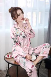 Повседневное пижамы для Для женщин 2018 сезон: весна–лето ночная рубашка шелковые Ночная рубашка; одежда для сна Домашняя одежда Indoor Костюмы