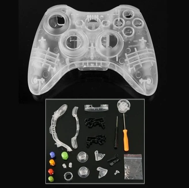Clear Full Housing Shell Case Cover for Xbox 360 Wireless Controller