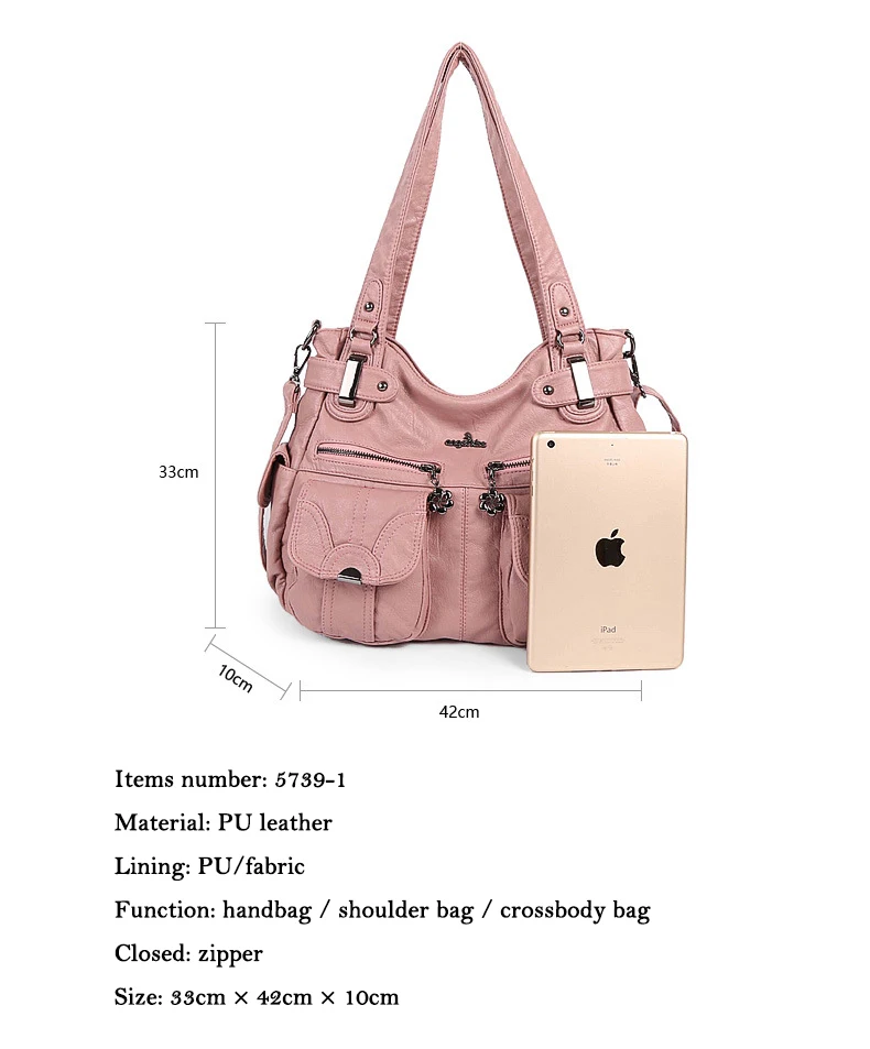 Bolsas Washed Couro PU Tote Sacos de Ombro Bolsas Femininas