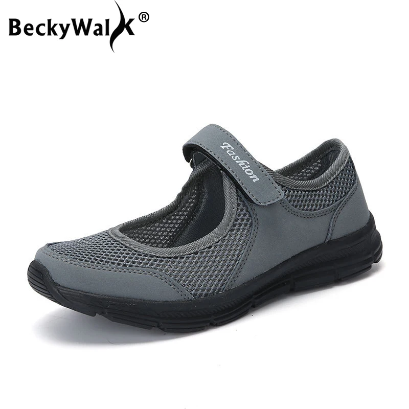

2019 Summer Women Flats Breathable Walking Shoes Woman Mesh Light Casual Shoes Women Sneakers Large Size Ladies Shoes WSH3278